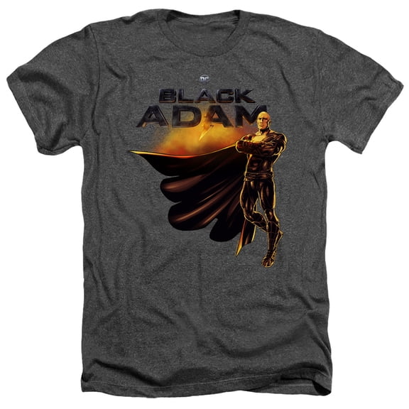 Black Adam, Logo With Character Unisex Adult Heather T Shirt