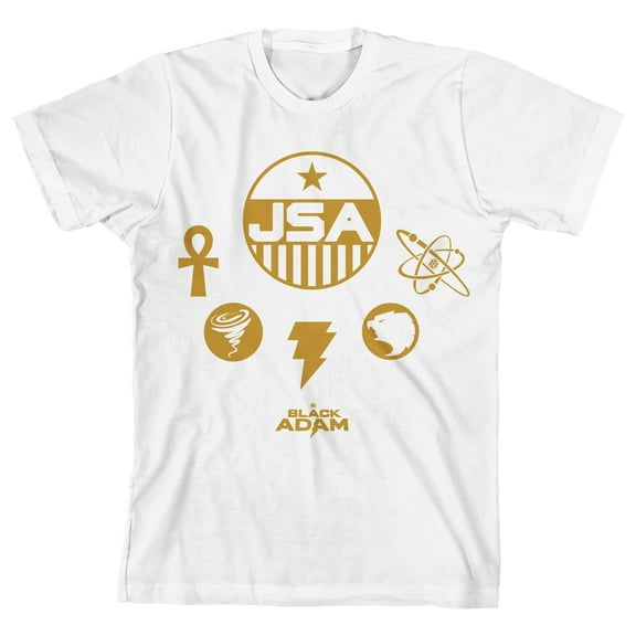 Black Adam Movie Character Icons Youth White Graphic Tee-Medium