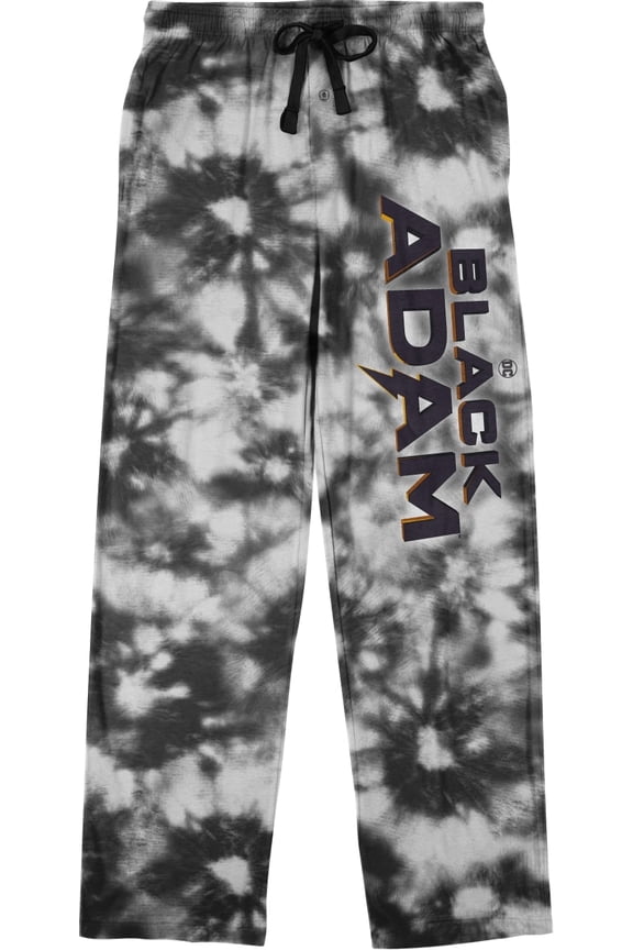Black Adam Movie Logo Men's Black and White Tie Dye Sleep Pajama Pants