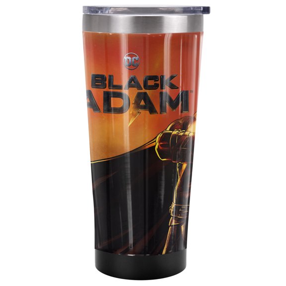 Black Adam Official Character Logo 20 oz Travel Tumbler, Stainless Steel, Vacuum Insulated with Leak Resistant Slide-Lock Lid