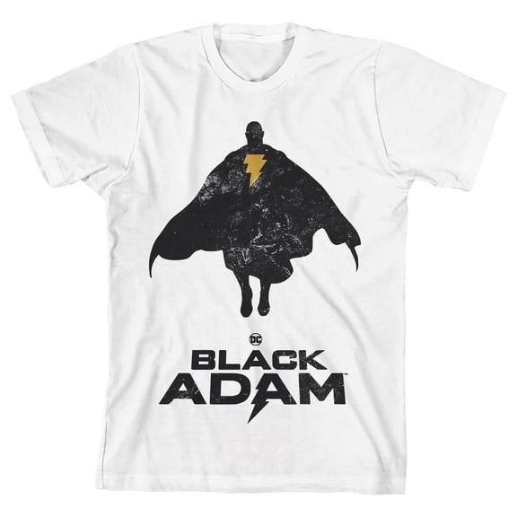Black Adam Silhouette Image with Logo Youth Boys White T-Shirt-Large