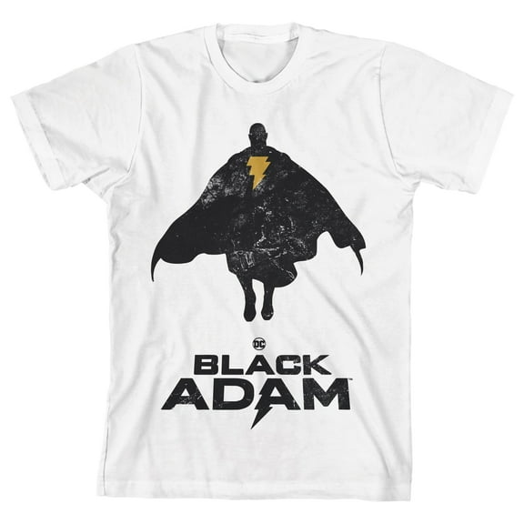 Black Adam Silhouette Image with Logo Youth Boys White T-Shirt-XL