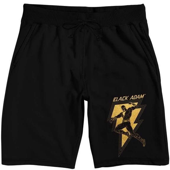 Black Adam Superhero Silhouette Men's Black Sleep Pajama Shorts-Medium