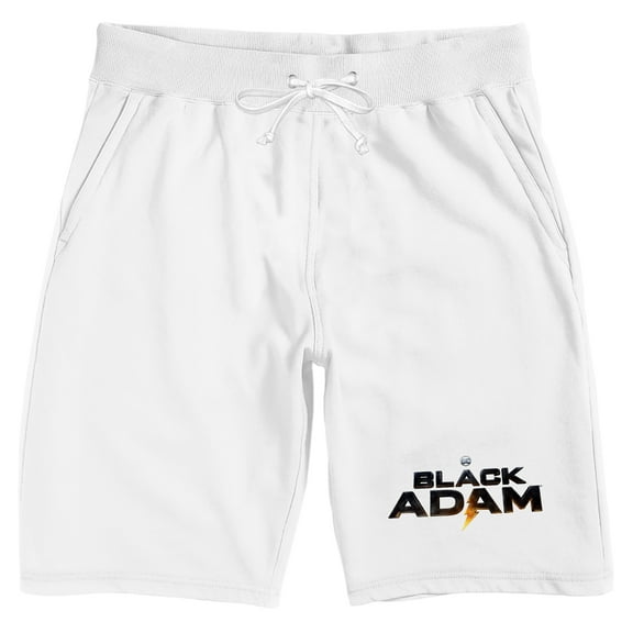 Black Adam Text Logo Men's White Sleep Pajama Shorts-XXL