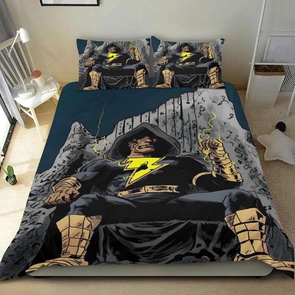 Black Adam Themed Bed Sheet Set Three Piece Set 53x79 Inches Comfortable And Skin Friendly Unique Design Creating A Star Studded Night