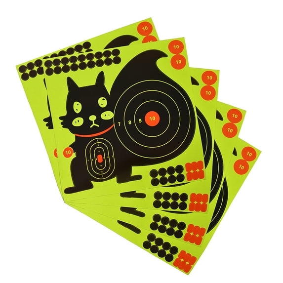 Black Adhesive Fluorescent Splatter Target Paper with Spider, Squirrel, Turtle Designs, Self-Adhesive Repair Patches Included, 10 Sheets per Pack