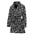 thumbnail image 1 of Black Adinkra Symbols Pattern Women Bathrobe One Size Univeral Fits Fashion Lightweight Plush Fleece Long Robe For Women, 1 of 3