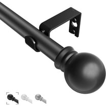 Black Adjustable Curtain Rods 31"-46" – Decorative 5/8" Drapery Rod for Windows, Bedroom, Living Room, Kitchen, Outdoor Use
