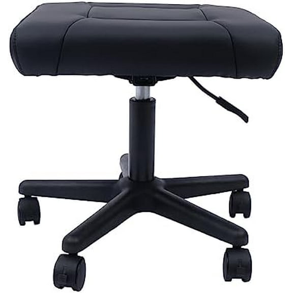 Black Adjustable Foot Stool with Wheels, Footrest Adjustable Height Footstool, Height Adjustable Rolling Leg Rest, Comfortable and Soft Leather Mat Footrest, for Bar, Home, Office Use$$Office