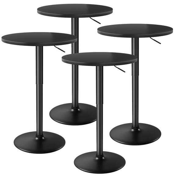 Black Adjustable Height Round Pub Table With 360° Swivel Base For Indoor Dining Café Party