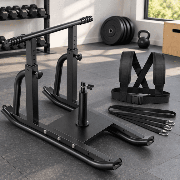Black Adjustable Height Weight Sled For Running Speed Agility Strength Workouts