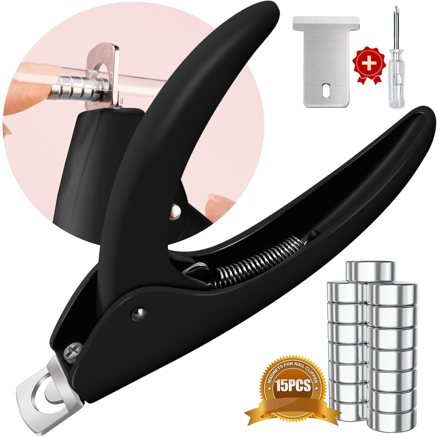 Black Adjustable Nail Clippers with Sizers for Acrylic Nails