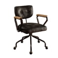 thumbnail image 1 of Black Adjustable Swivel Faux Leather Rolling Office Chair, 1 of 6