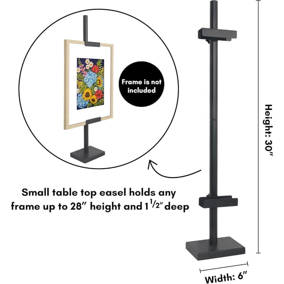 Black Adjustable Tabletop Easel - Fits 28" Picture Frames for Home & Event Art/Photo Display