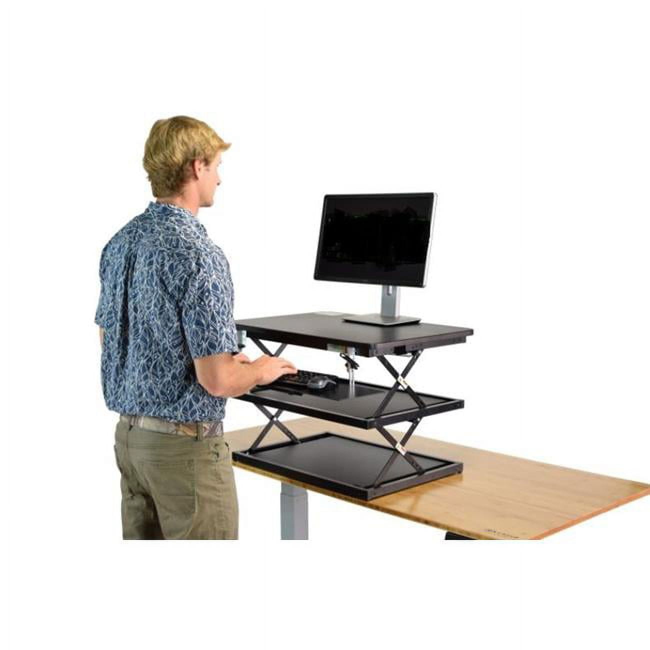 Black Adjustable Tall Standing Desk Converter & Riser