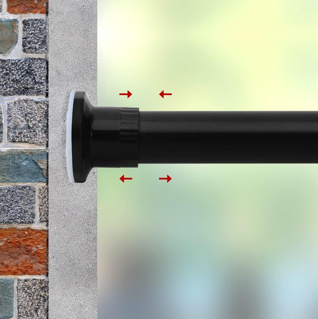 Black Adjustable Tension Curtain Rod for Room Divider, 83-122 Inch Shower Curtain Rods, No Drilling Needed for Window or Bathroom Stall