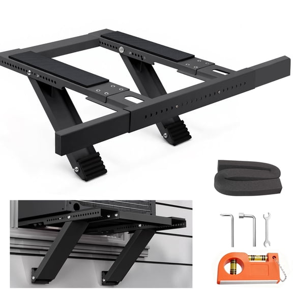 Black Adjustable Window AC Support Bracket, Heavy Duty Steel, Fits Single or Double Hung Windows
