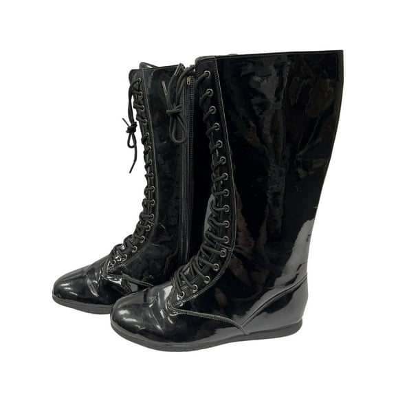 Black Adult Pro Wrestling Boots Boxing WWF WWE Costume Wrestler Shoes Super Hero