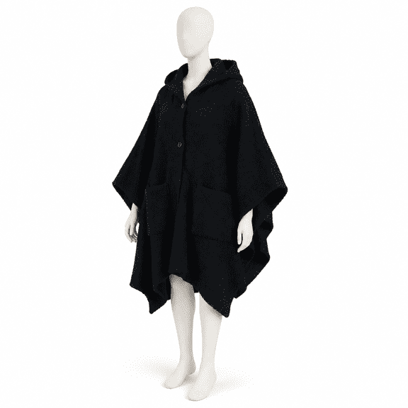 Black Adult Wearable Hooded Cape Throw Soft Warm Knitted Shawl Wrap