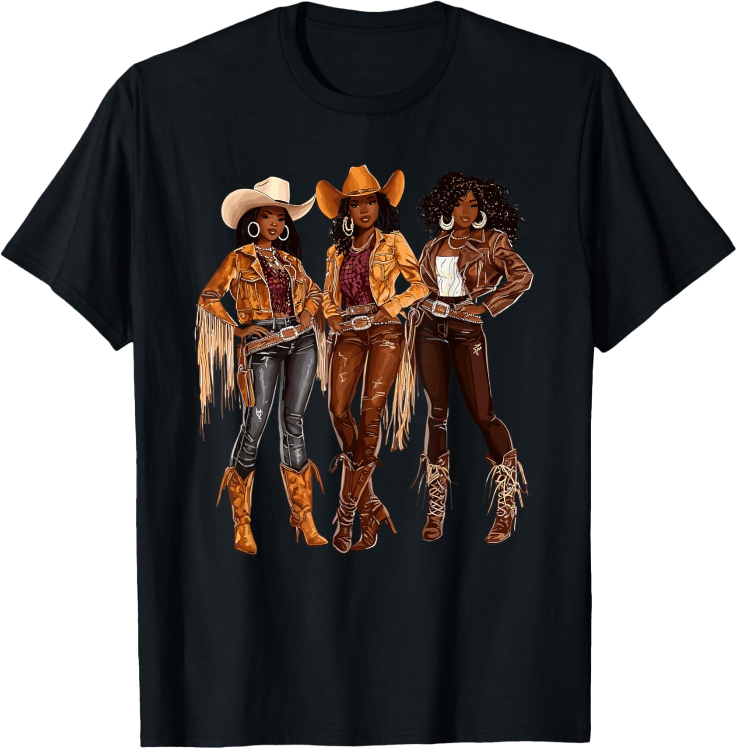 Black African American Cowgirl Western Country Texas Rodeo T-Shirt ...