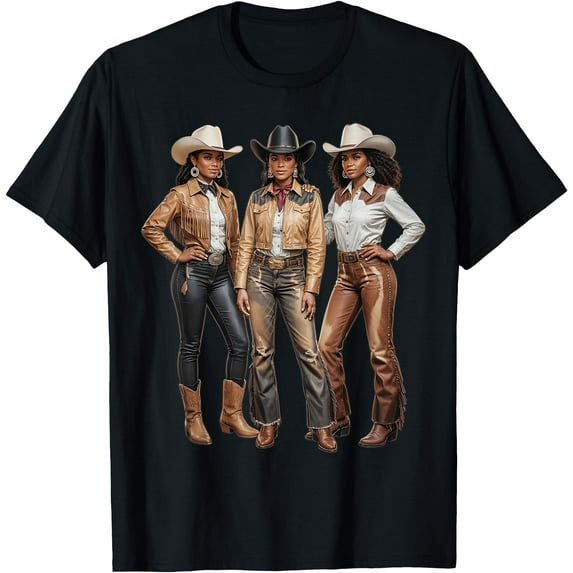 Black African American Cowgirl Western Country Texas Rodeo T-shirt.