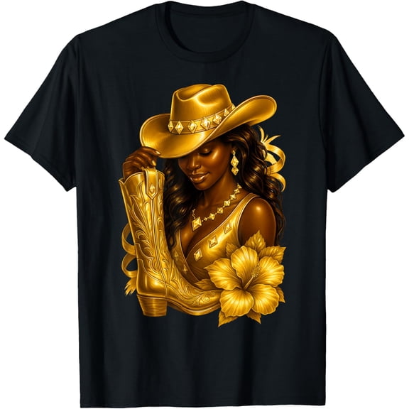 Black African American Glam Cowgirl Melanin Country Girls T-Shirt