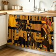 thumbnail image 1 of Black African Women Cabinet Curtain 32"Wx55"L,Dustproof Pantry Door Curtain W/ Self Adhesive Tape,Boho Brown Elephant Giraffe Ethnic Tall Storage Cover Privacy Drape for Bathroom Kitchen Laundry Room, 1 of 9