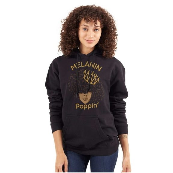 Black Afro Queen Melanin Poppin Hoodie Sweatshirt Women Brisco Brands L