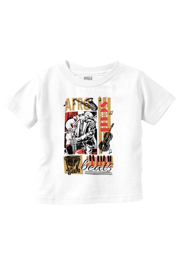 Black Afro Soul Beats Instruments Toddler Boy Girl T Shirt Infant Toddler Brisco Brands 6M