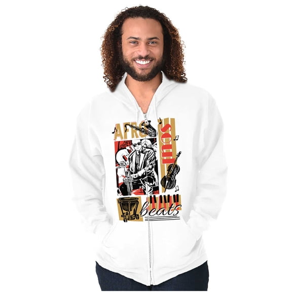 Black Afro Soul Beats Instruments Zip Up Hoodie Men's Women's Brisco Brands X