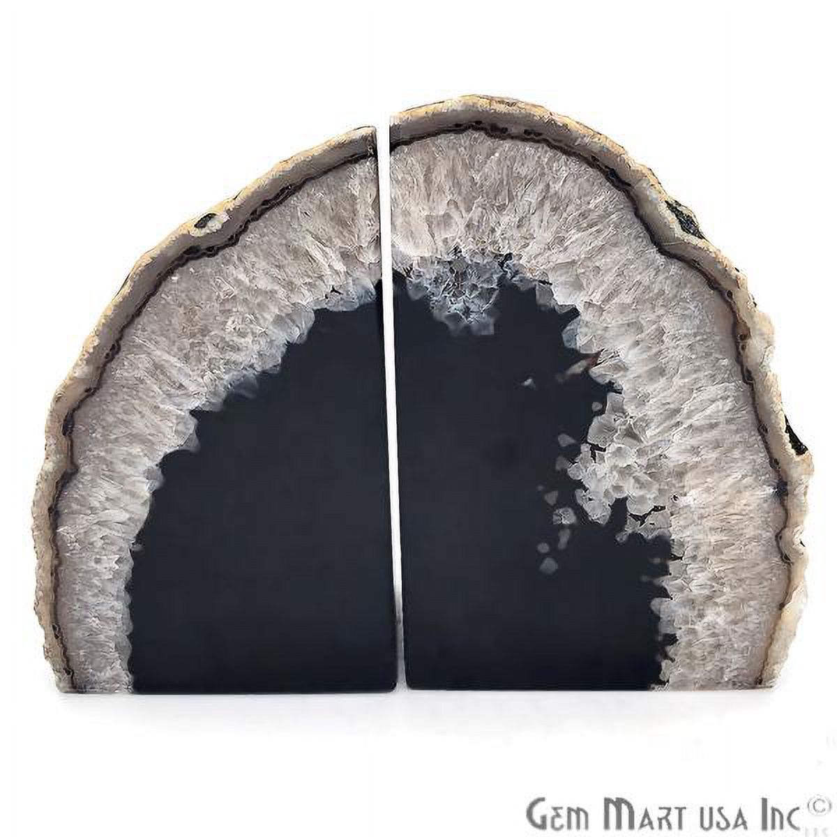 Black Agate Bookends, Open Geode Bookends, Bookends 44.5 Inches