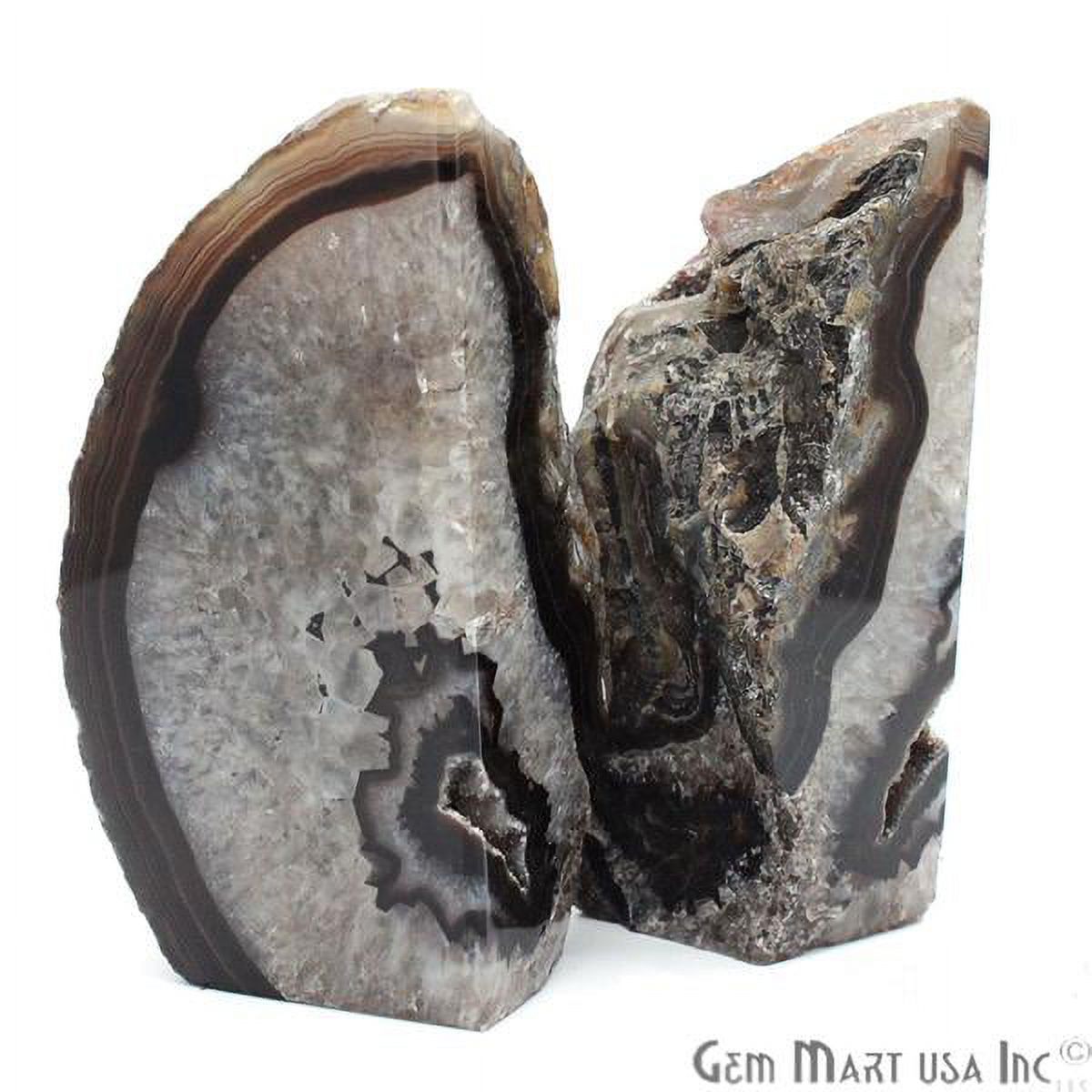 Black Agate Bookends, Rock Formation, Large Geode Bookends, Open Geode, Bookends 34 Inches
