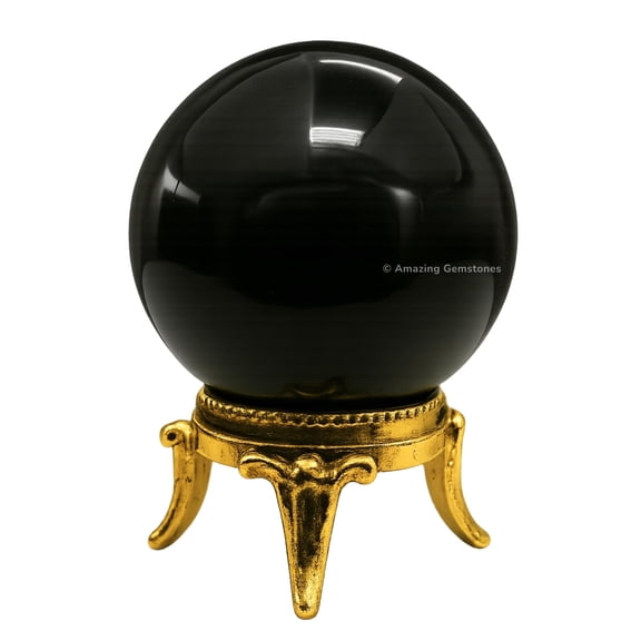 Black Agate Crystal Ball Sphere 1.5" Inches