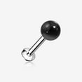 thumbnail image 1 of Black Agate Stone Ball Top Steel Flat Back Stud Labret, 1 of 4