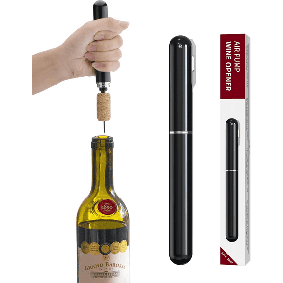 Black Air Pump Wine Opener with Foil Cutter