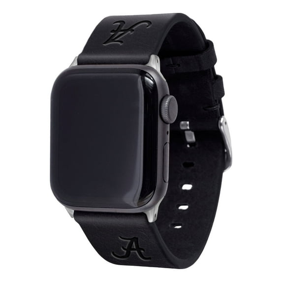Black Alabama Crimson Tide Leather Apple Watch Band
