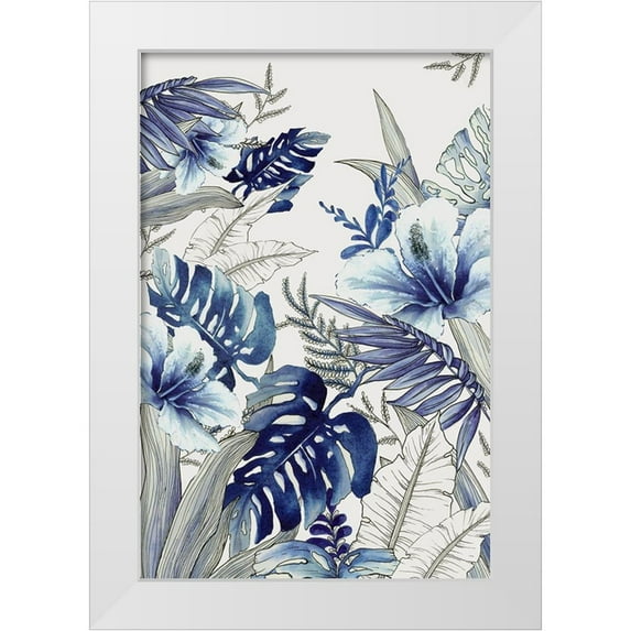 Black, Alex 13x18 White Modern Wood Framed Museum Art Print Titled - Blue Tropical Forest II