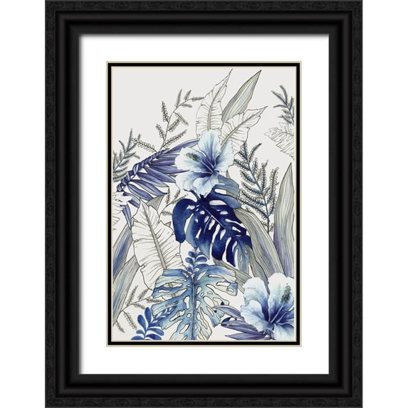 Black, Alex 17x24 Black Ornate Wood Framed with Double Matting Museum Art Print Titled - Blue Tropical Forest I