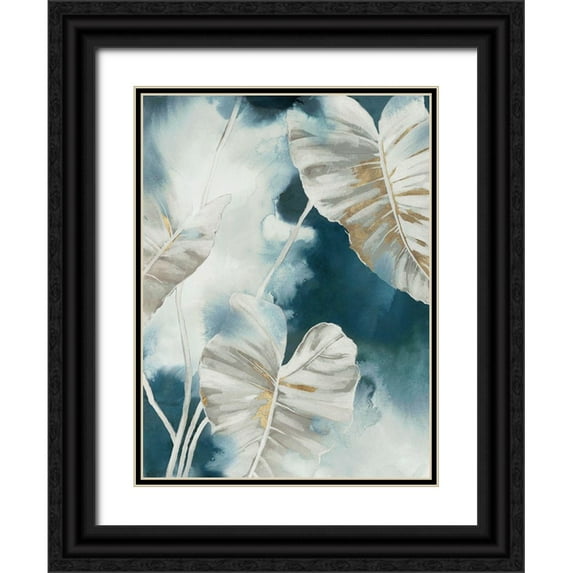 Black, Alex 19x24 Black Ornate Wood Framed with Double Matting Museum Art Print Titled - Blue Tropical Palms