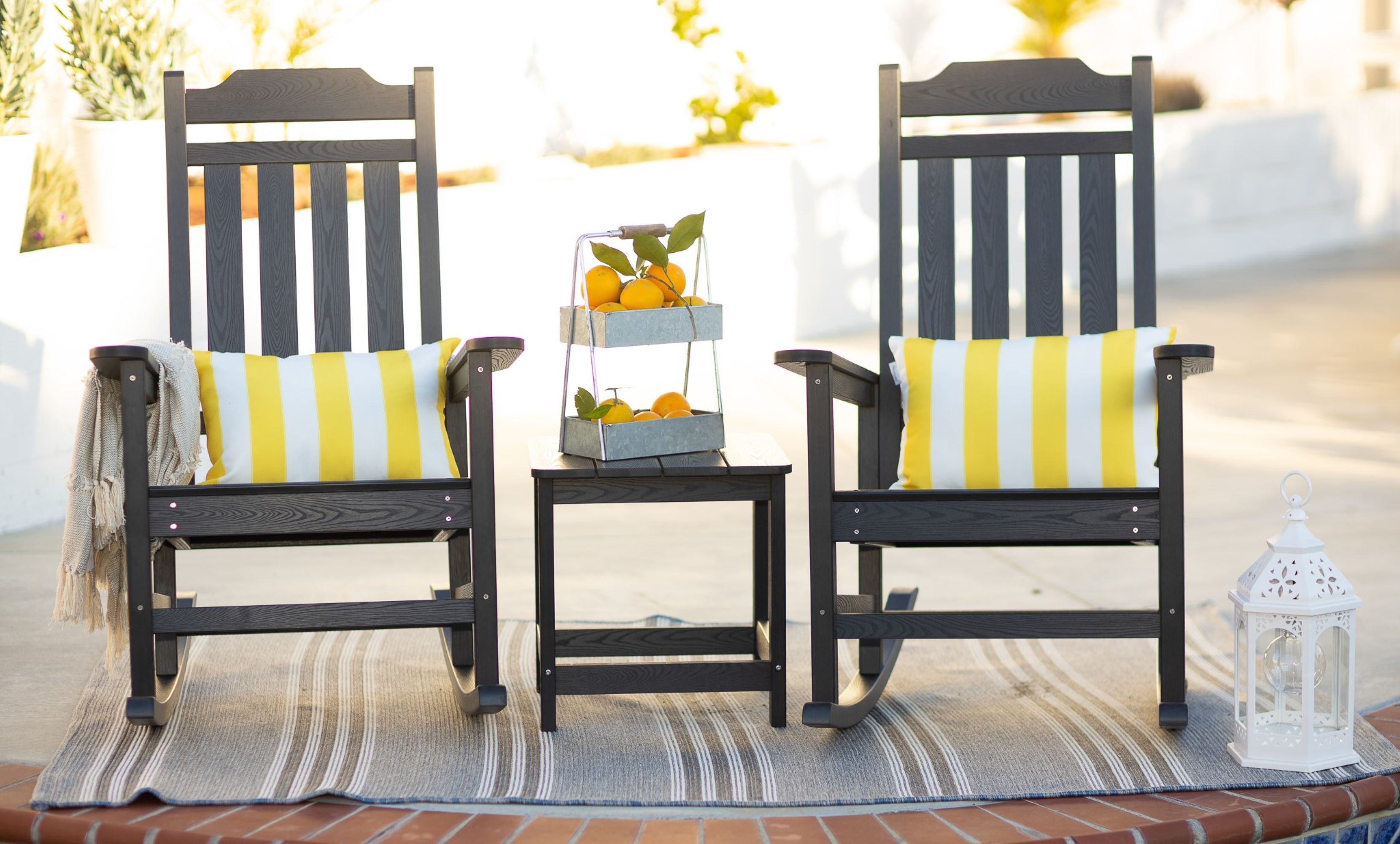 Black All Weather Indoor-Outdoor Two Rocking Chairs and Side Table (3Pc SET) - image 1 of 15