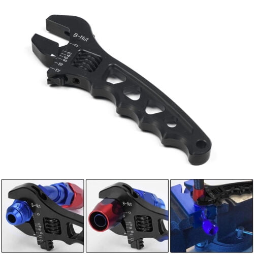 Black Aluminium Adjustable Wrench Spanner AN3 AN4 AN6 AN8 AN10 AN12 Hose Fitting