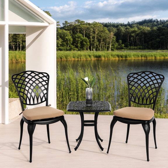 Black Aluminium Frame - Comfortable Seating Area - Outdoor Relaxation - Sturdy Furniture Set