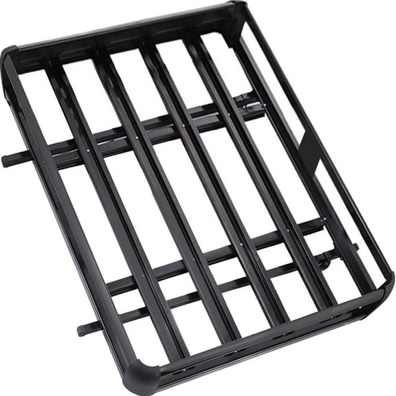 Black Aluminium Roof Rack Basket XL-B, 150lbs Cargo Carrier with Bars, Universal Vehicle Roof Side Rails, Easy Install, Aerodynamic Design