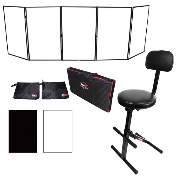 Black Aluminum 5 Panel Scrim Facade Frontboard with Music Performance Chair Package