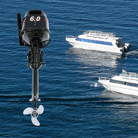 Black Aluminum Alloy Outboard Motor 6-horsepower Two-stroke Engine for Rubber Boats, Inflatable Boats, Fishing Boats