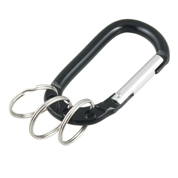 Black Aluminum Alloy Three Split Ring Bottle Holder Carabiner Hook Clip Keyring
