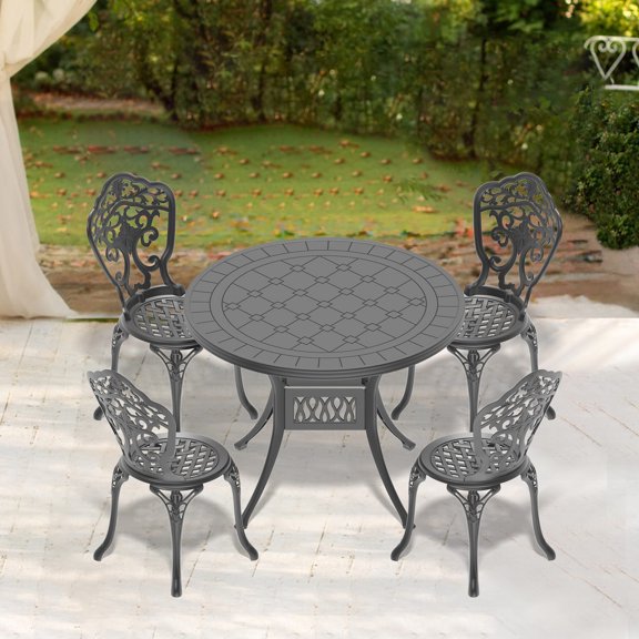 Black Aluminum Casting Dining Set / Add a Nice Touch to Your Outdoor Patio