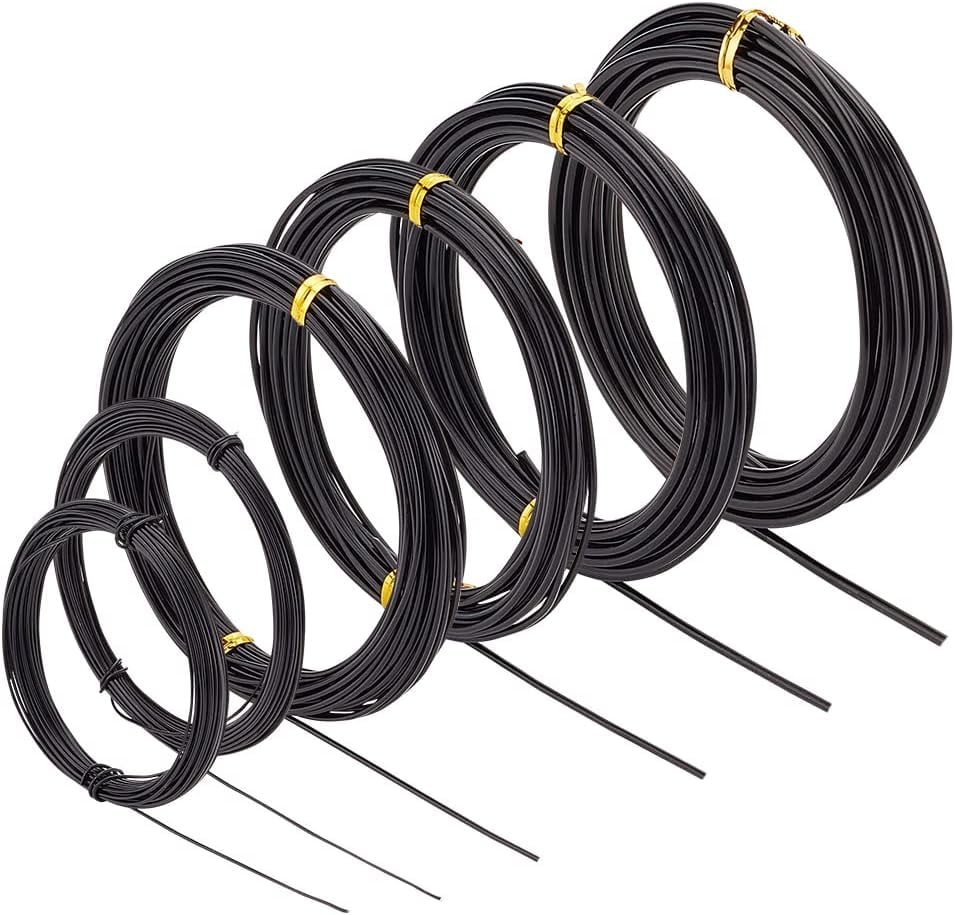 Black Aluminum Craft Wire Mixed Size 20/18/15/12/10/9 Gauge 147.6 Ft Round Bendable Anodized For Jewelry Making Armature Making