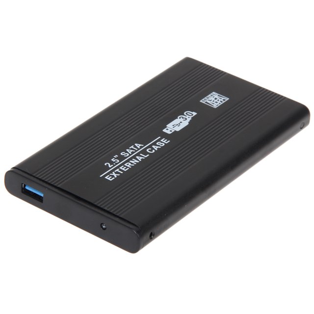Black Aluminum External HDD Hard Drive Enclosure 1TB For 2.5 Inch USB3