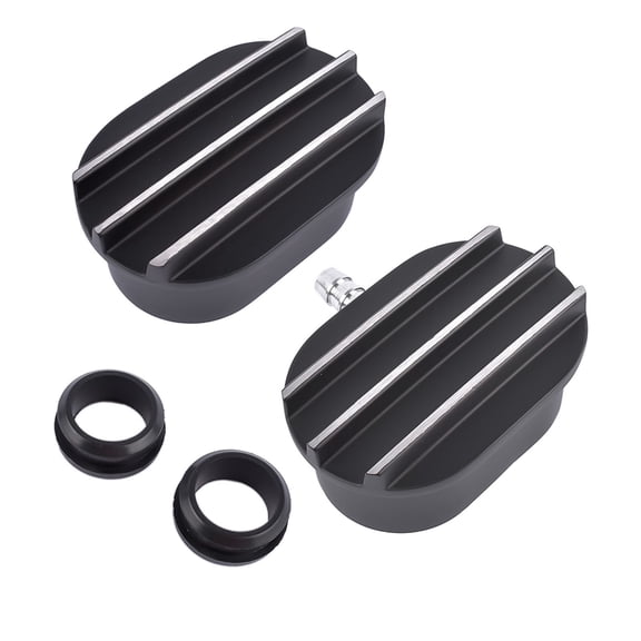 Black Aluminum Finned Oval Valve Cover Breather PCV Combo Kit, 1" Tube for 1-1/4" Holes, Engine Ventilation System Accessory, SKU 32600899, Push-in Installation, 2-Piece Set